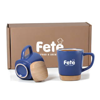 11 Oz Ceramic Mugs with Removable Bamboo Coaster Gift...