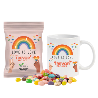 Mug Sets with Jelly Belly in Compostable DigiBags