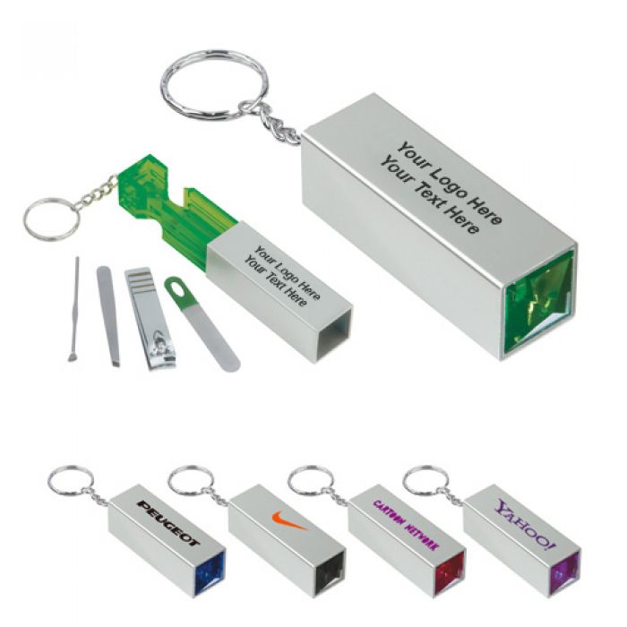 Custom Printed Jewel Manicure Set Key Chains
