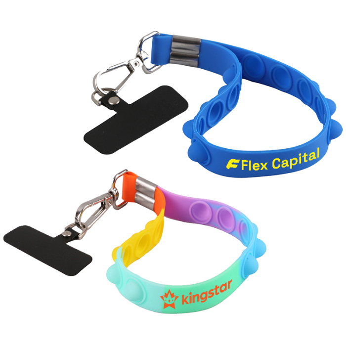 Customized Silicone Pop-it Phone Wristlets and Keyholders