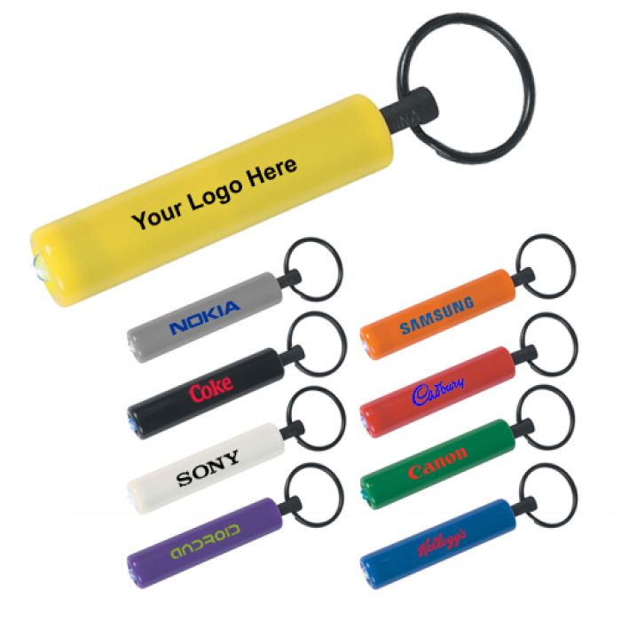 Custom Small Cylinder LED Flashlight with Key Rings