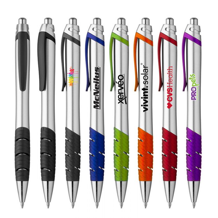Custom Printed Zing Metallic Silver Ballpoint Pens