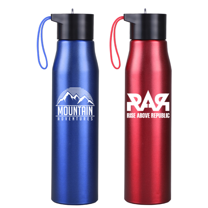  24 Oz Custom Printed Ridge Recycled Aluminum Bottles with Silicone Grip