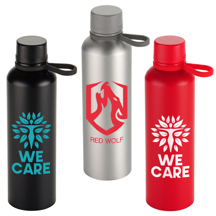 25 Oz Custom Avento Recycled Aluminum Bottles with Silicone Loops