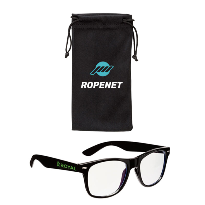 Custom Imprinted Edmond II Bluelight Blocking Glasses and Pouches