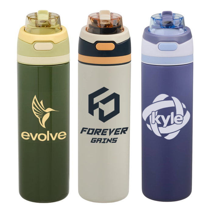 Elvin Promotional 28 Oz Recycled Stainless Steel Flip Straw Bottles