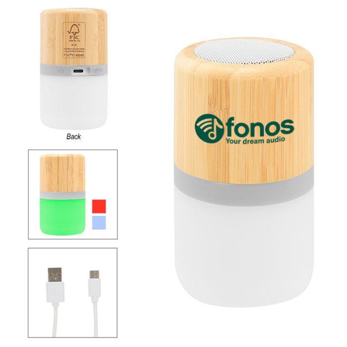 Promotional Bamboo Wireless Light Up Speakers 2.0
