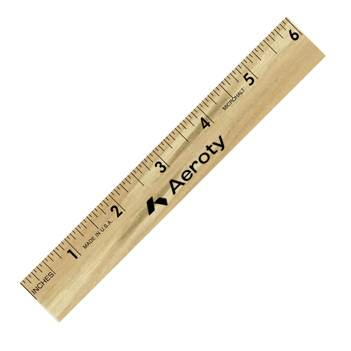 Imprinted 6 Inch Natural Finish Flat Wood Rulers