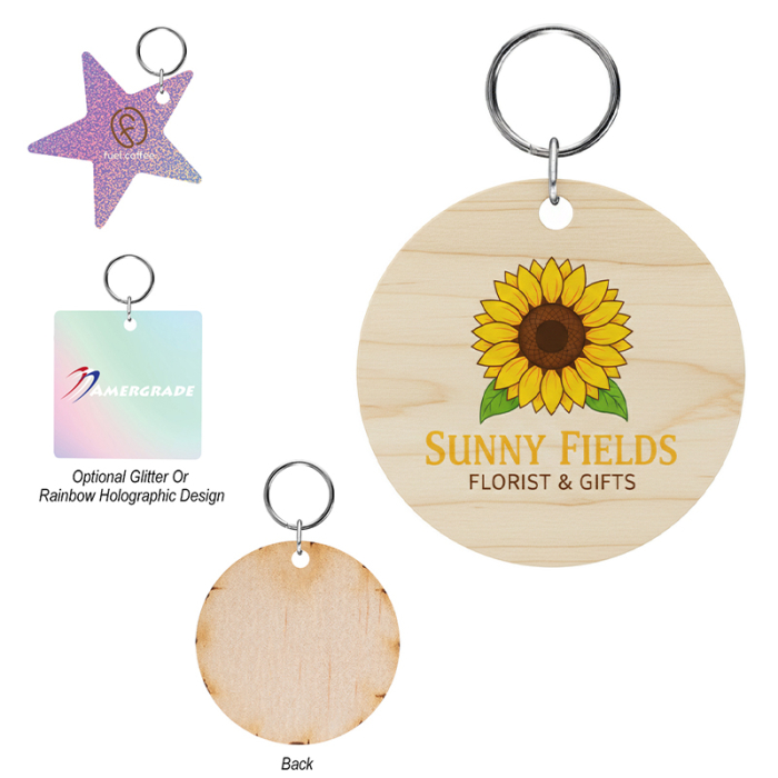Promotional 6 Inch Full Color Wood Key Tags