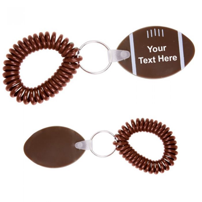 Custom Printed Football Key Chains with Coil