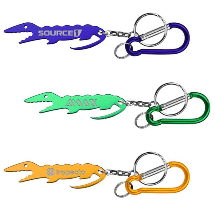 Custom Alligator Shaped Bottle Opener Keychains with Carabiner