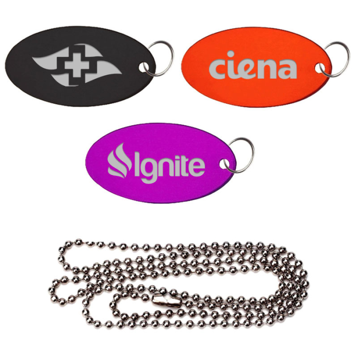 Custom Aluminum Oval Shaped Key Holders and Dog Tag