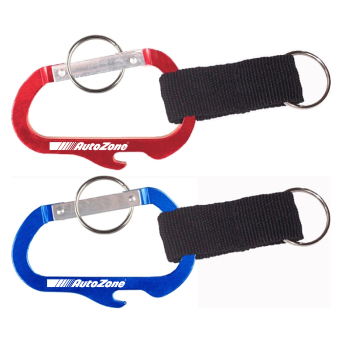 Custom Carabiners with Bottle Opener and Strap