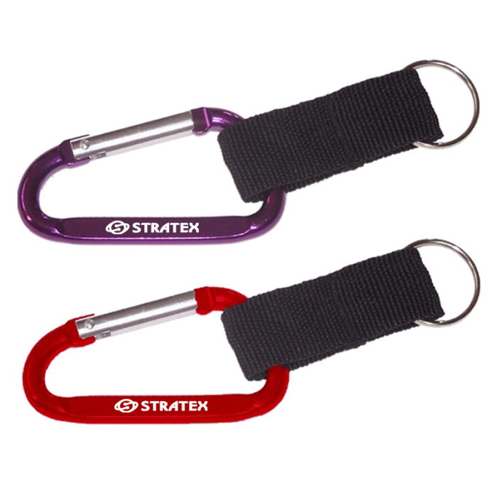 Custom Carabiners with Split Key Ring and Nylon Strap