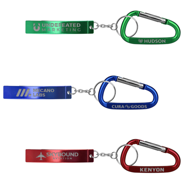 Custom Imprinted Jumbo Size Plain Bottle Openers with Key Chain and Carabiner
