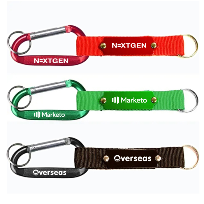 Custom Monster Carabiners with Strap and Metal Plate with Split Ring