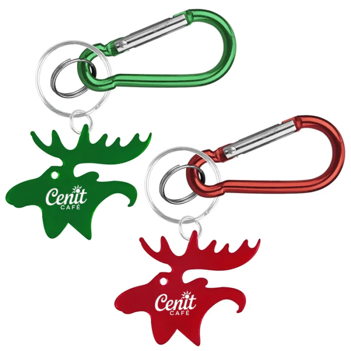Custom Moose Shape Bottle Opener Key Chains with Carabiner