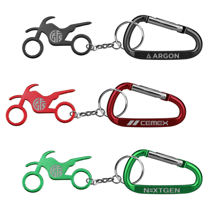 Custom Motorbike Shape Bottle Opener Key Chains and Carabineer