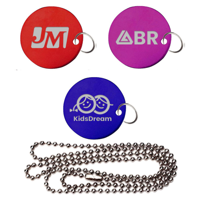 Custom Printed Round Shaped Aluminum Key Holders and Dog Tag
