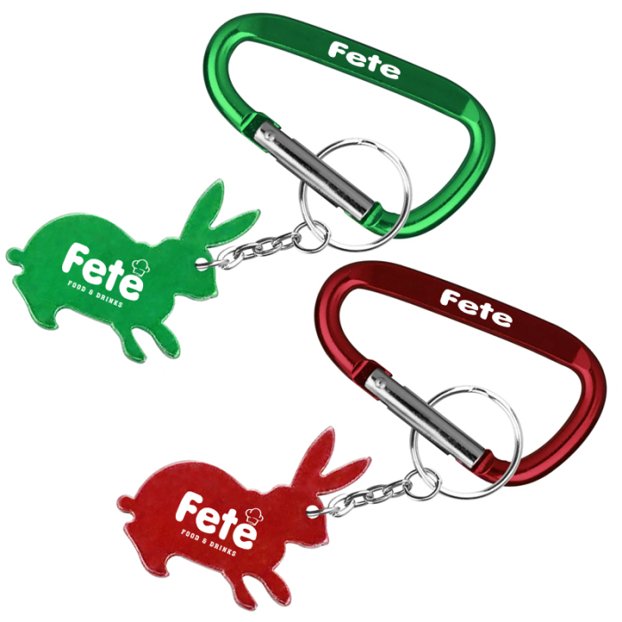 Custom Rabbit Shape Bottle Openers with Key Chain and Carabiner