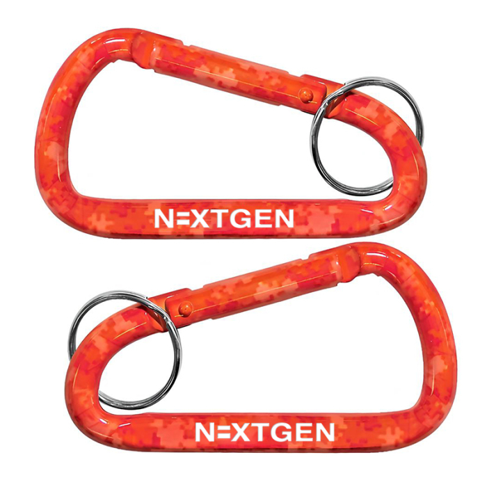 Custom Red Camouflage Carabiners with Key Ring
