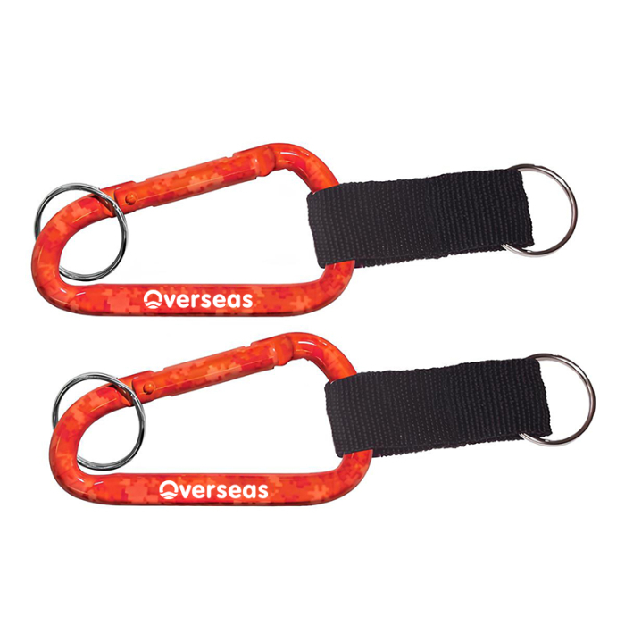 Custom Red Camouflage Carabiners with Strap and Split Ring