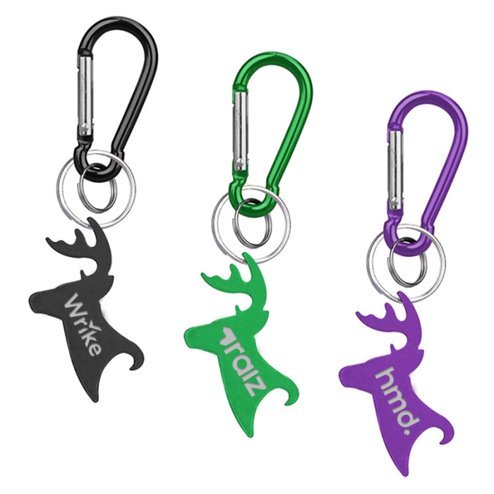 Customized Big Buck Shaped Bottle Opener Key Holders and Carabiner