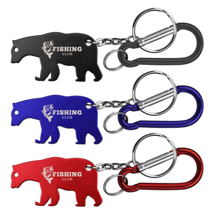 Imprinted Bear Shape Bottle Opener Keychains
