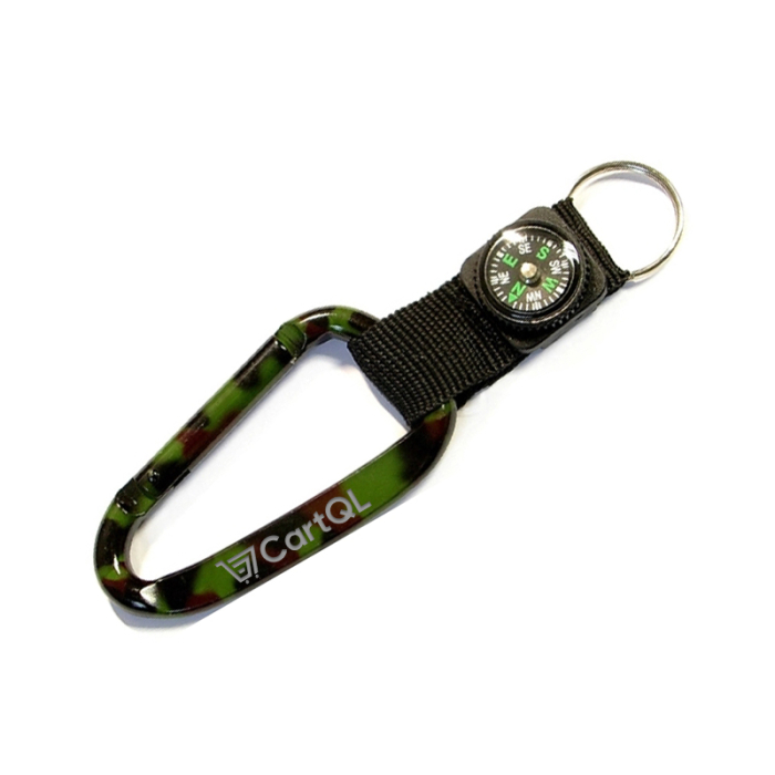 Imprinted Camouflage Carabiners with Compass