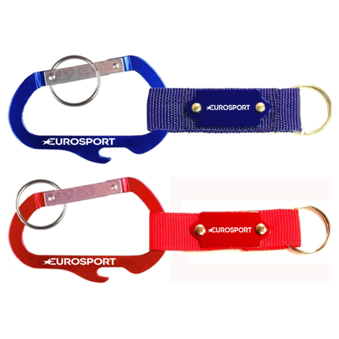 Imprinted Carabiners with Bottle Opener and Metal Plate