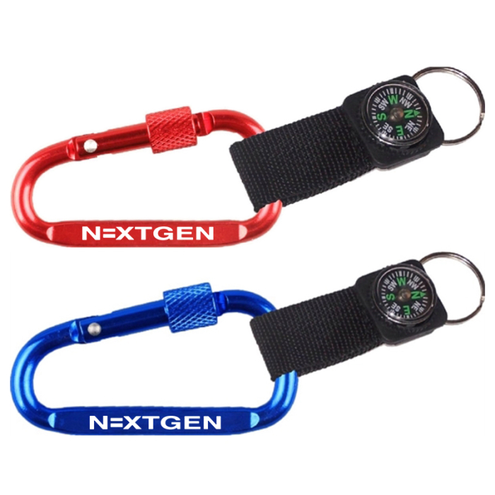 Imprinted Carabiners with Secured Screw and Compass