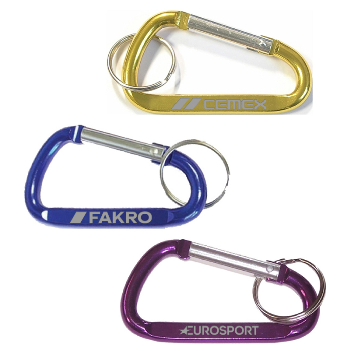 Imprinted Carabiners with Split Key Ring