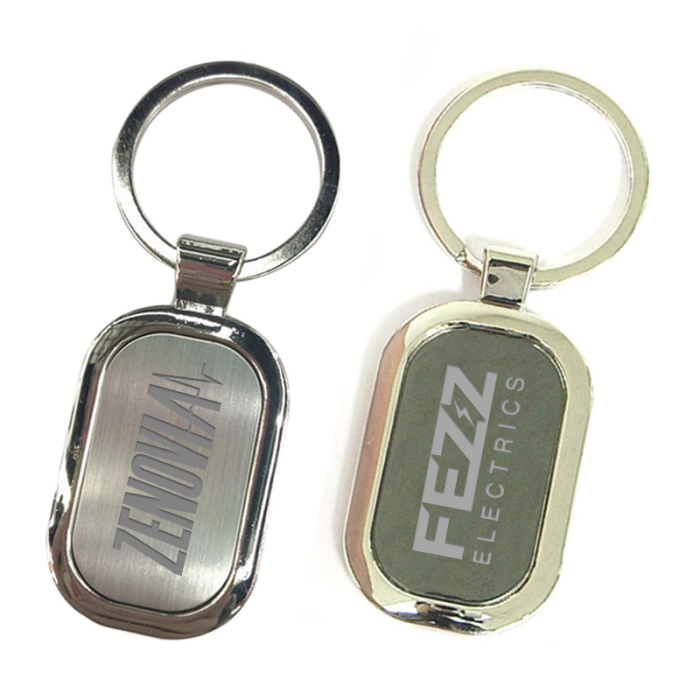 Imprinted Chrome Metal Key Holders