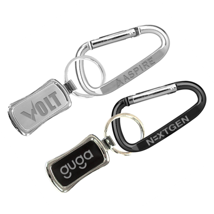 Imprinted Chrome Metal Key Holders with Carabiner