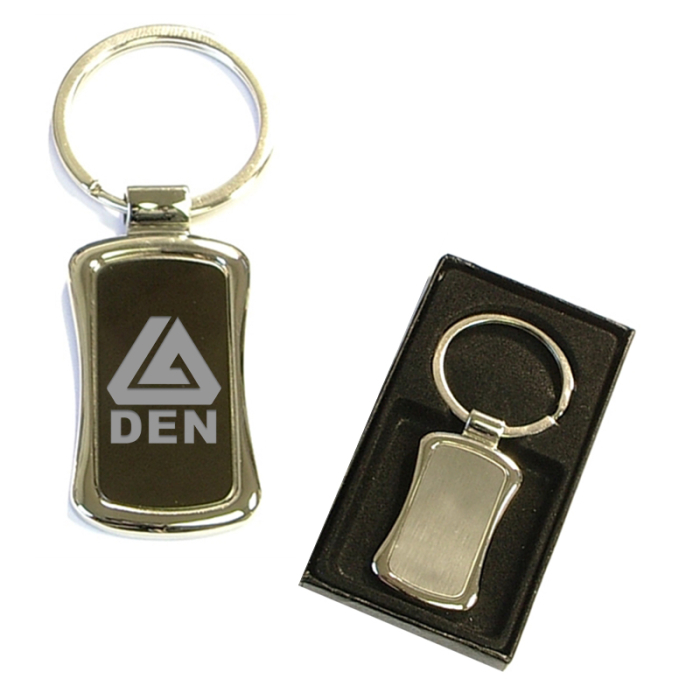 Imprinted Chrome Metal Key Holders with Gift Case