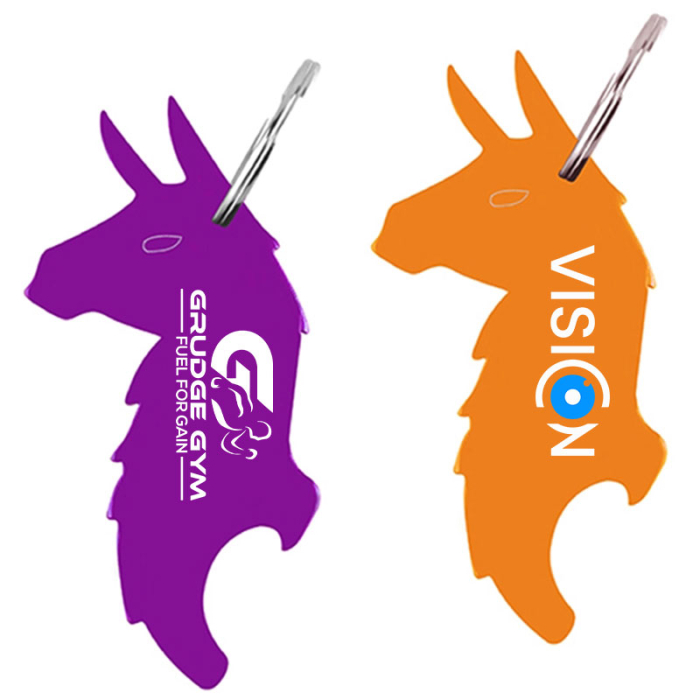 Imprinted Llama Shape Bottle Opener Key Rings