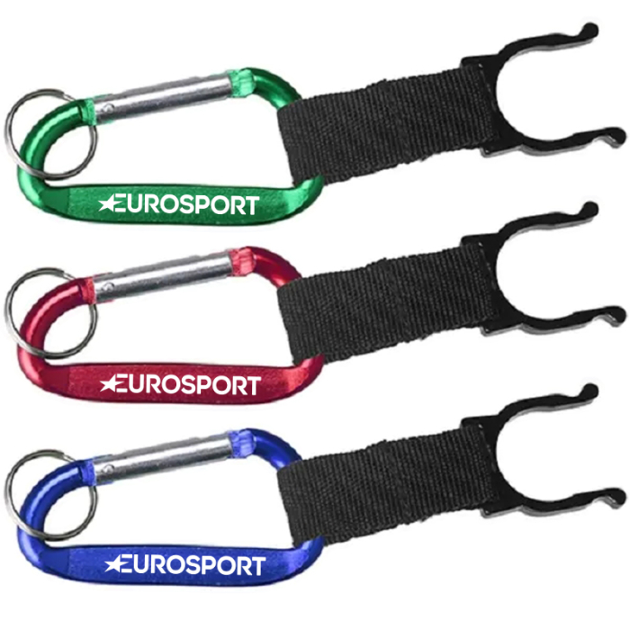 Imprinted Monster Carabiners with Split Key Ring and Water Bottle Holder