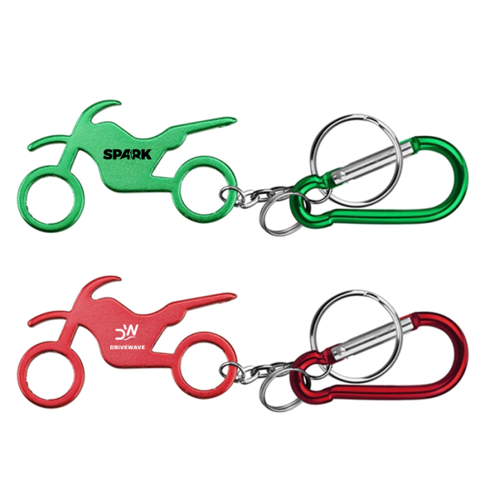 Imprinted Motorbike Shape Bottle Opener Key Chains and Carabineers