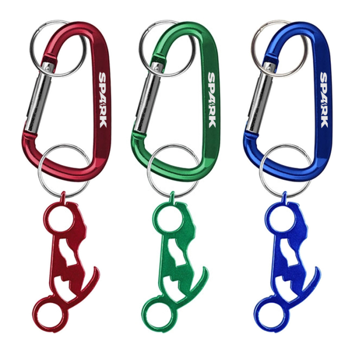Imprinted Motorcycle Shaped Bottle Opener Key Holders and Carabiner