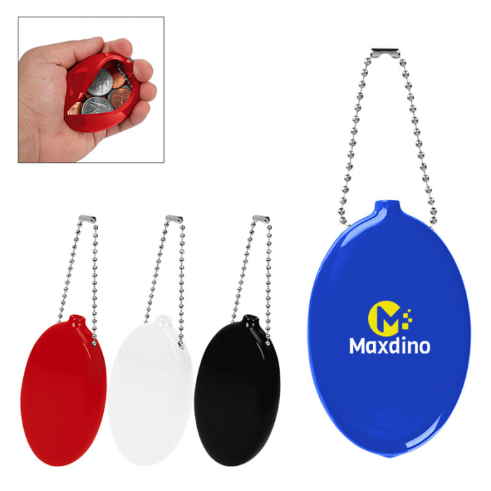 Imprinted Old School Squeeze Coin Pouch Keychains
