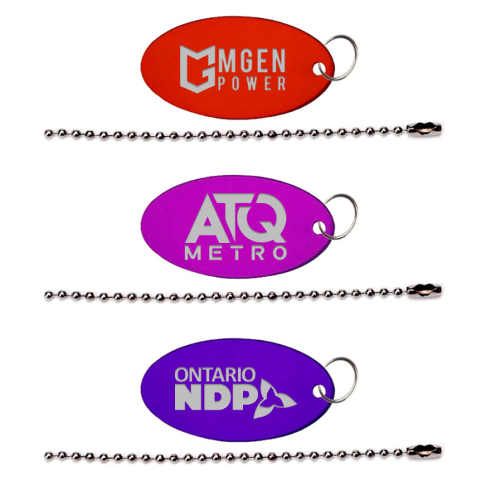 Imprinted Oval Shaped Aluminum Key Holders and Dog Tag