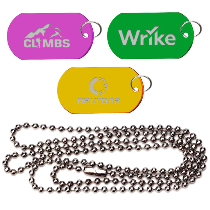 Imprinted Rectangle Shaped Aluminum Key Holders and Dog Tag