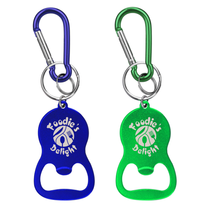 Imprinted Round Bell Shape Plain Bottle Openers with Carabiner