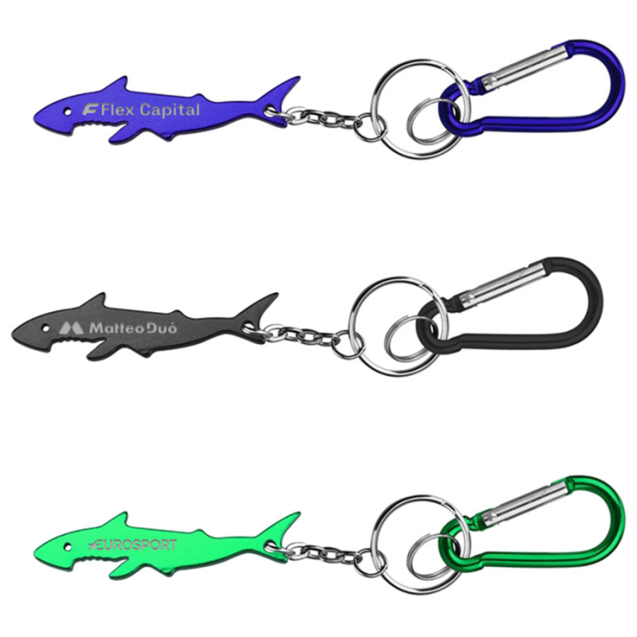 Imprinted Shark Shape Keychains with Carabiner