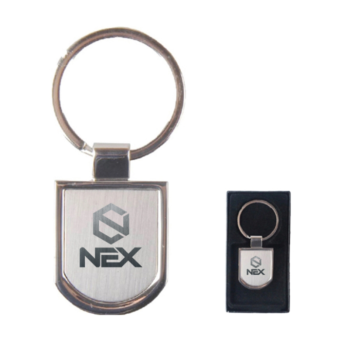 Imprinted Shield shape Chrome Metal Key Holders with Gift Case