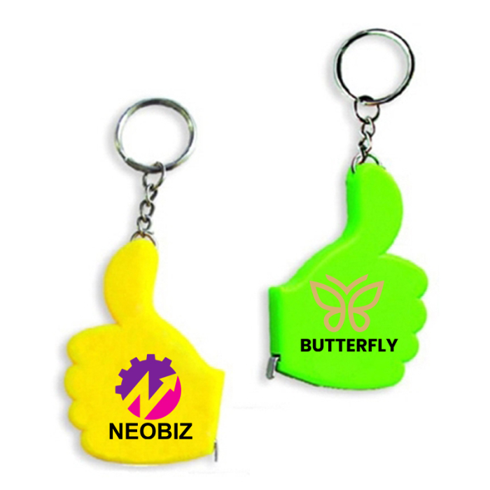 Imprinted Thumb Up Tape Measure Key Chains