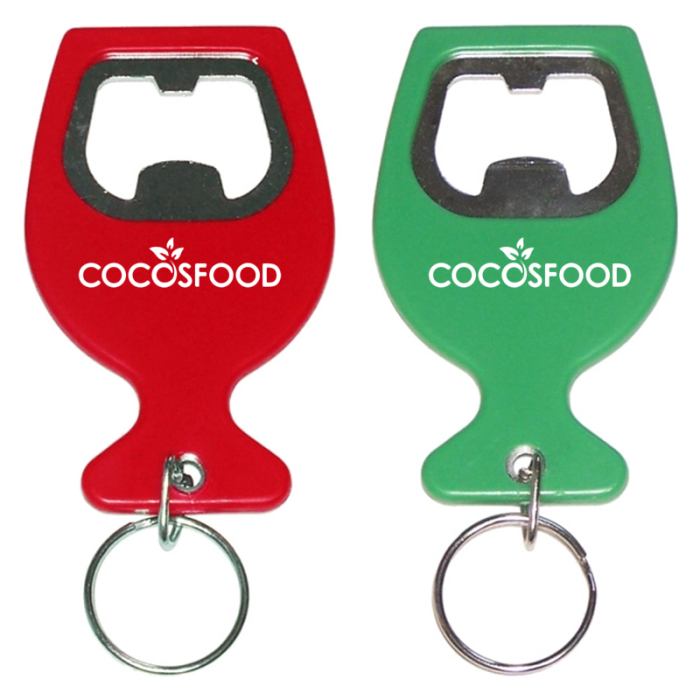 Imprinted Wine Cup Shape Bottle Opener Key Chains
