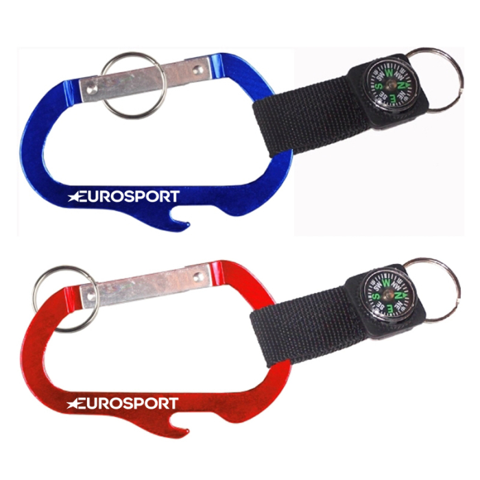 Personalized Carabiners with Bottle Opener and Compass