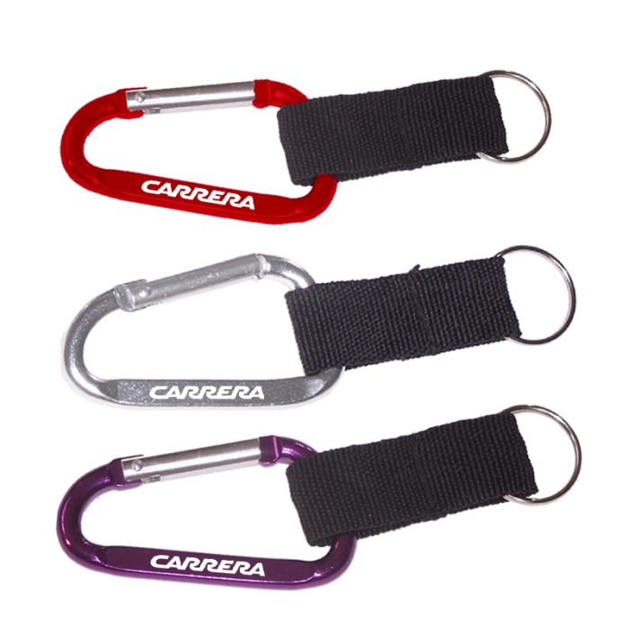 Personalized Carabiners with Split Key Ring and Nylon Strap