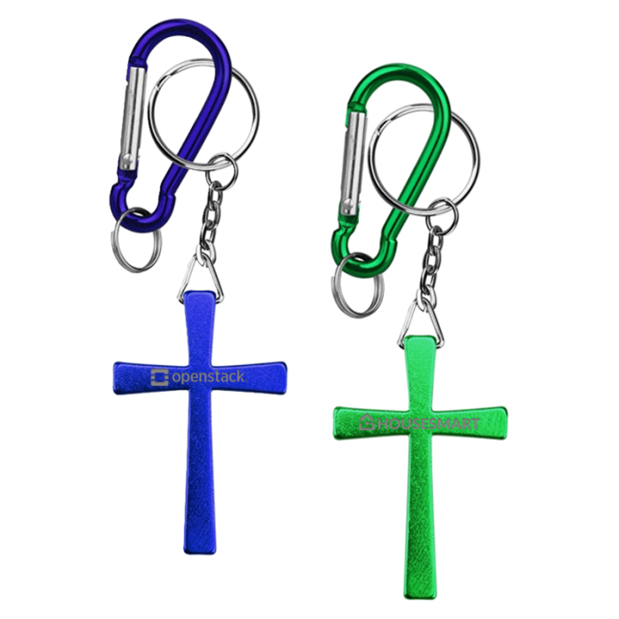 Personalized Cross Shape Key Holders with Carabiner